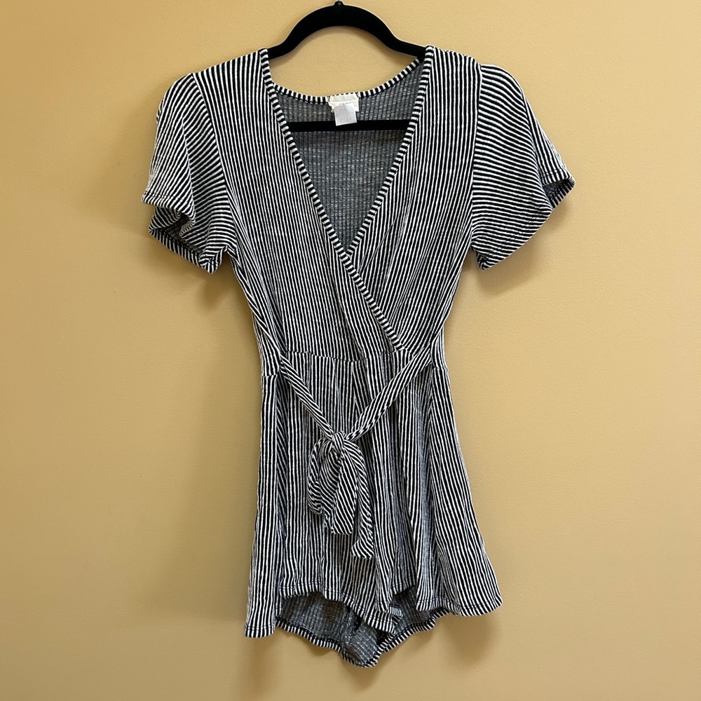 Caution to the Wind Striped Romper